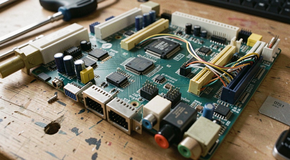 Mainboard Anschlüsse: Die Platine lesen: Steckplätze, Stromwege und Frontanschlüsse in eine verständliche Reihenfolge bringen.